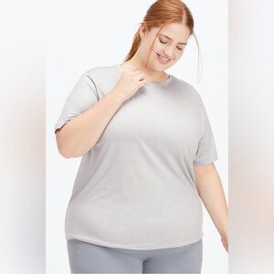 Fabletics 100% Cotton Tee Light Gray Heather 2X soft casual baby tee t-shirt